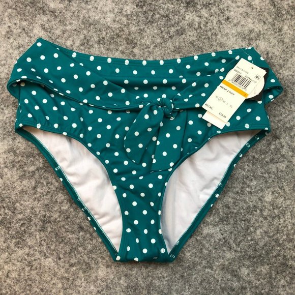 Salt Cove Bikini Bottom S Turquoise Polka Dot Convertible Wear 2 Way Rockabilly - Picture 1 of 9